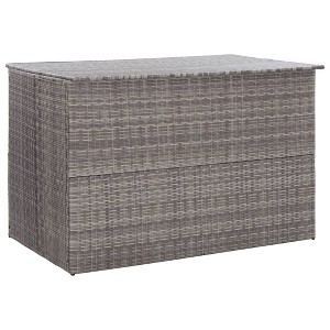 vidaXL Patio Storage Box Gray 59.1"x39.4"x39.4" Poly Rattan - 1 of 4