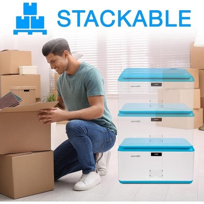 SereneLife Light Blue and White Lockable Storage Box with Combination Lock