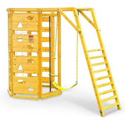 Hawthorn Pine Wood Outdoor Climber with Swing and Monkey Bars