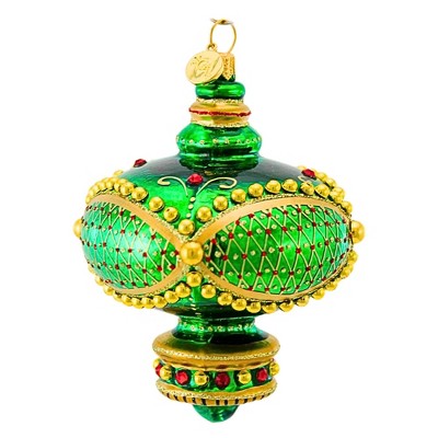 Glitter Lab 4.0 Inch Jeweled Onion Dome Drop Christmas Tree Ornament , Christmas Decor Poland Glass Holiday (1PC)