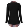 Clearlove Women's Long Sleeve V Neck Contrast Collar Shirt A-line Pleated Office Tunic - 3 of 4