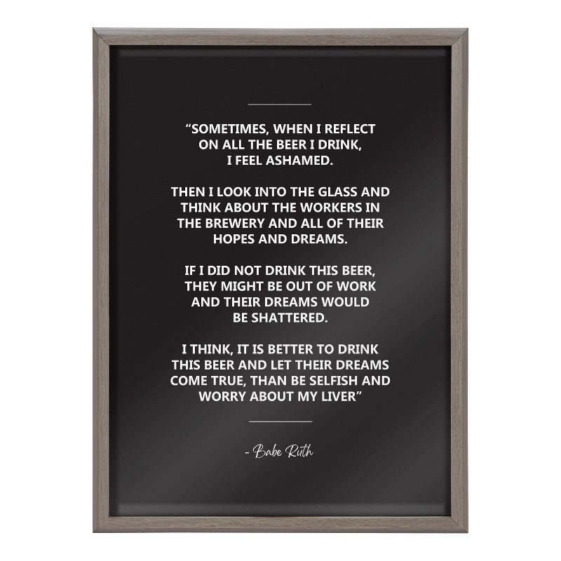 18&#34; x 24&#34; Blake Wisdom From A Glass Of Beer Babe Ruth Quote Framed Printed Glass by The Creative Bunch - Kate &#38; Laurel All Things Decor, 3 of 9