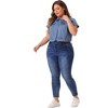 Agnes Orinda Women's Plus Size Denim Y2K Button Down Short Sleeve Cropped Jean Vest - 3 of 4