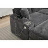 PAGED Upholstered Sofa Corduroy Chaise Lounge Sofa with Handrail Storage, Movable Ottoman, Cupholders for Living Room, Apartment - 3 of 4