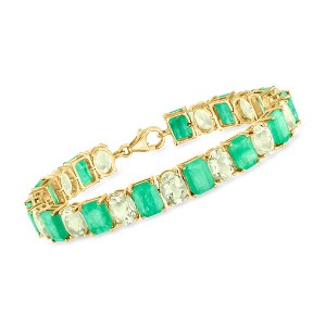 Ross-Simons 19.00 ct. t.w. Emerald and 15.00 ct. t.w. Prasiolite Bracelet in 18kt Gold Over Sterling - 1 of 3
