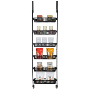Smart Design Steel 6-Tier Deluxe Over the Door Hanging Pantry Organizer - Black - 1 of 4