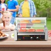 VEVOR Hot Dog Roller 5 Rollers 12 Hot Dogs Capacity, 750W Stainless Sausage Grill Cooker Machine with Dual Temp Control Glass Hood Acrylic Cover - 2 of 4