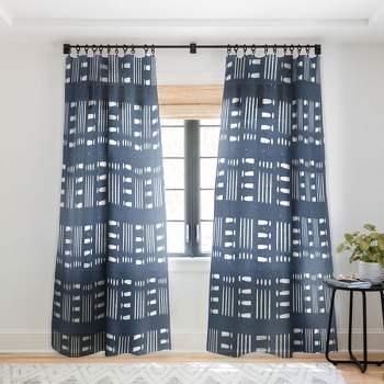 CoastL Studio Mudcloth Classic Blue Single Panel Sheer Window Curtain - Deny Designs