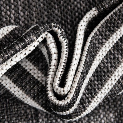 Charcoal Gray Synthetic Square Outdoor Area Rug