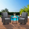 3 Piece Outdoor Patio Set, Wicker Rocking Bistro Set with 2 Swivel Chairs & Tempered Glass Top Table - 2 of 4