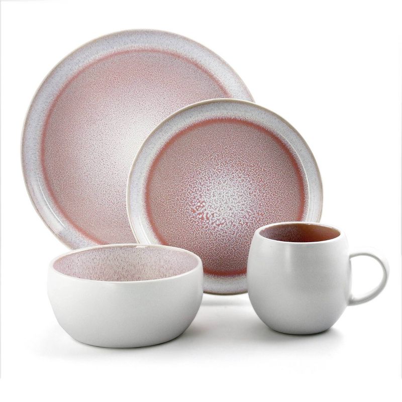 16pc Stoneware Sugar Dinnerware Set Pink - Elama, 4 of 13