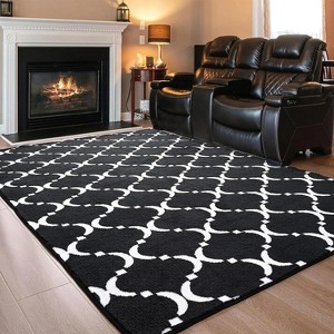 4'x6' Geometric Pattern Living Room Rug, Fluffy Non-Slip Rug - 1 of 4