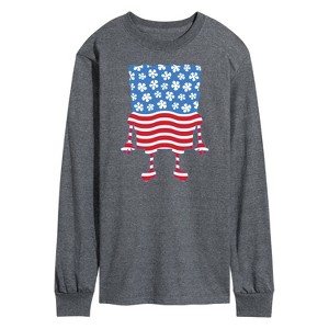 Men's - SpongeBob SquarePants - Silhouette Stars Stripes Long Sleeve Graphic T-Shirt - 1 of 4