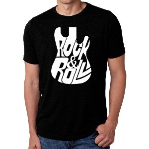 LA Pop Art Rock And Roll Guitar - Men's Premium Blend Word Art T-Shirt - 1 of 4
