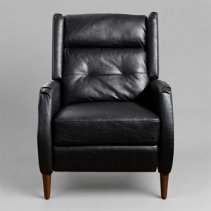 Art Leon Mid-century Recliner, Faux Leather Lounge Chair with Wood Chair Legs - 1 of 4