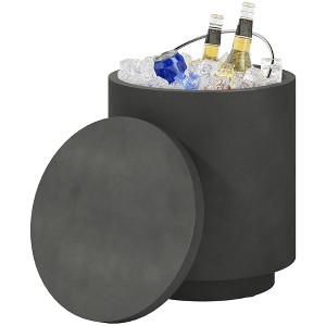 2.6 Gal Outdoor Side Table, 3-In-1 Concrete Cooler Bar Table with Storage, Removable Ice Bucket and Lid - 1 of 4