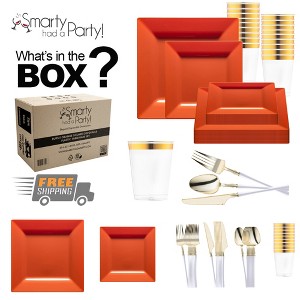 Smarty Had A Party Burnt Orange Square Plastic Tableware Set - 120 Sets - 1 of 4