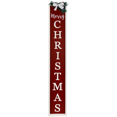 Northlight Merry Christmas Porch Sign with Pine and Bow - 36"