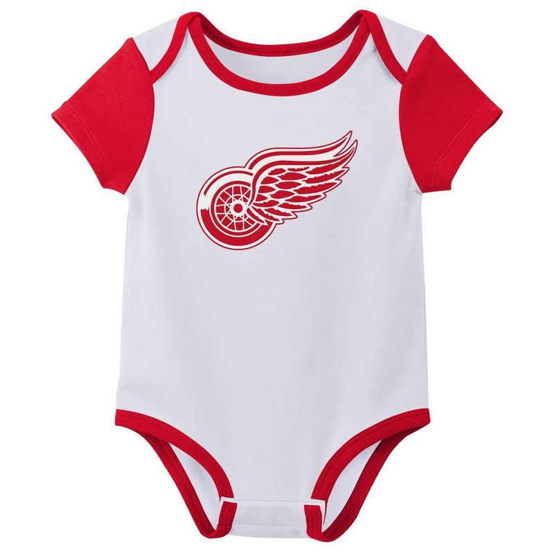 NHL Detroit Red Wings Infant Boys&#39; 3pk Bodysuit, 3 of 5
