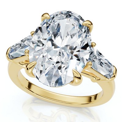 Pompeii3 Certified 4 1/3Ct Oval & Baguette Diamond Engagement Ring 14k Gold/Pt Lab Created