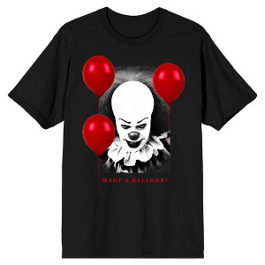 It 1990 Pennywise Want a Balloon Men's Black T-shirt - 1 of 3
