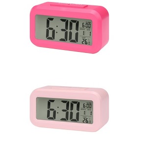 REGALWOVEN 2 Pcs Plastic Battery Powered Digital Temperature Alarm Clock 5.5 x 2.8 x 1.8 Inches - 1 of 4