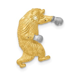 Black Bow Jewelry 14k Yellow Gold and White Rhodium Boxing Bear Slide Pendant, 18mm - 1 of 4
