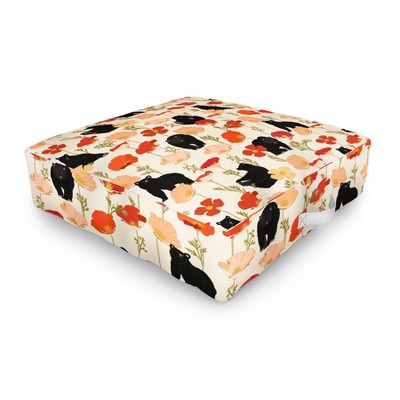 Iveta Abolina California Poppies and Bears Outdoor Floor Cushion - Deny Designs