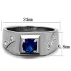 Slickblue Silver Statement Ring for Men, Montana Synthetic Glass Center, Clear Side Stones, Polished Steel, Sizes 8-13 - 2 of 4