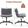 Criss Cross Chair with Wheels, Wide Seat Armless Desk Chair, Cross Legged Swivel Comfy Chair - 3 of 4