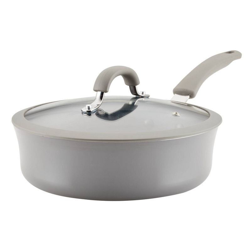 Rachael Ray Cook + Create Aluminum Nonstick Saute Pan with Lid 3qt Gray, 1 of 12