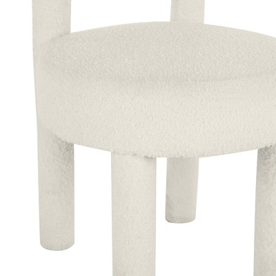 Cream Boucle Upholstered Velvet Side Chair with Wood Frame