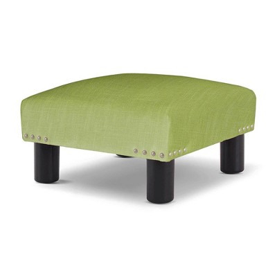 Small Footstool Foot Rest with Wooden Legs, Rectangle Chair Step Stool  Padded Foot Stool Small Ottoman for Guest Room Bedroom Green 