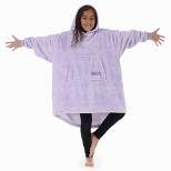 The Comfy Dream Jr Microfiber Wearable Child Sized Blanket Hoodie with Plush Oversized Hood, Large Pocket, and Ribbed Sleeve Cuffs, Heather Purple