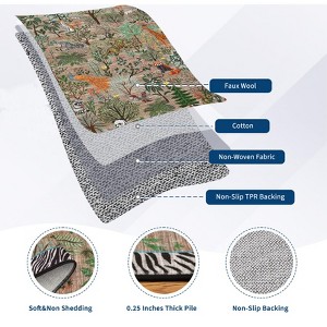 Modern Washable Area Rug, Jungle Animal Print Foldable Floor Cover with Non Slip Backing, Low Pile Stain Resistant Carpet for Bedroom - 1 of 4