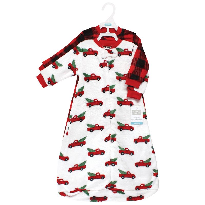Hudson Baby Unisex Baby Plush Long-Sleeve Sleeping Bag, Sack, Wearable Blanket, Christmas Tree Truck, 0-9 Months, 2 of 5