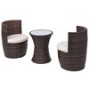 vidaXL Patio Bistro Set 3 Piece Patio Round Table Set Conversation Set Rattan - Brown - 3 of 4