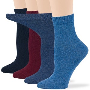 Women's Cotton Diabetic Quarter Solid Socks - 4 Pack - Shoe Size 5-9 Medium, 8-12 Large | 7BIGSTARS KINGDOM - 1 of 4