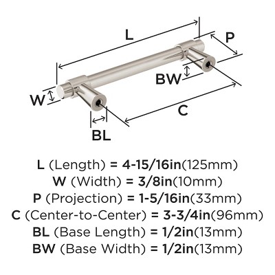 Satin Nickel Brushed Modern Cabinet Bar Pull with Mounting Hardware