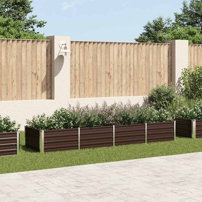 vidaXL Garden Raised Bed Brown 126"x31.5"x17.7" Galvanized Steel