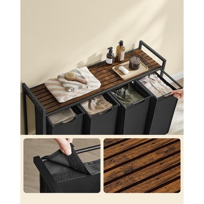VASAGLE Black and Brown 40 Gallon Laundry Sorter with Shelf