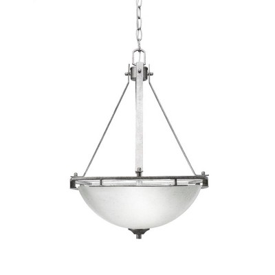 Toltec Lighting Uptowne 3 - Light Pendant in  Aged Silver with 13.5" White Muslin Shade