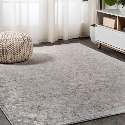 Gray Geometric Synthetic 3' x 5' Reversible Area Rug