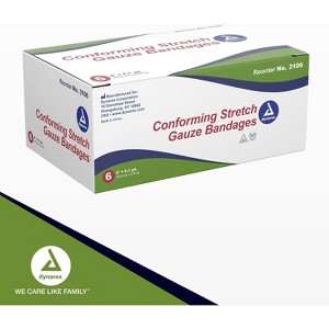 Dynarex Conform Stretch Gauze Bandage Rolls 6" x 4.1yd, 6 Count - 1 of 4
