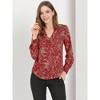 INSPIRE CHIC Women's V-neck Long Sleeve Floral Faux Pocket Blouse - 3 of 4