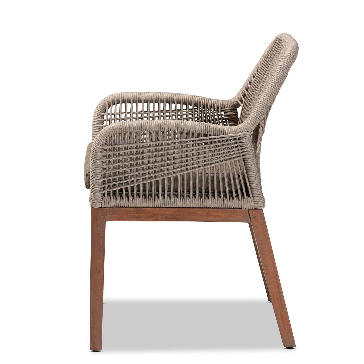 bali & pari Jennifer Woven Rope Mahogany Dining Armchair Gray/Walnut: Upholstered, No Assembly, Polyester/Cotton - thumbnail 4