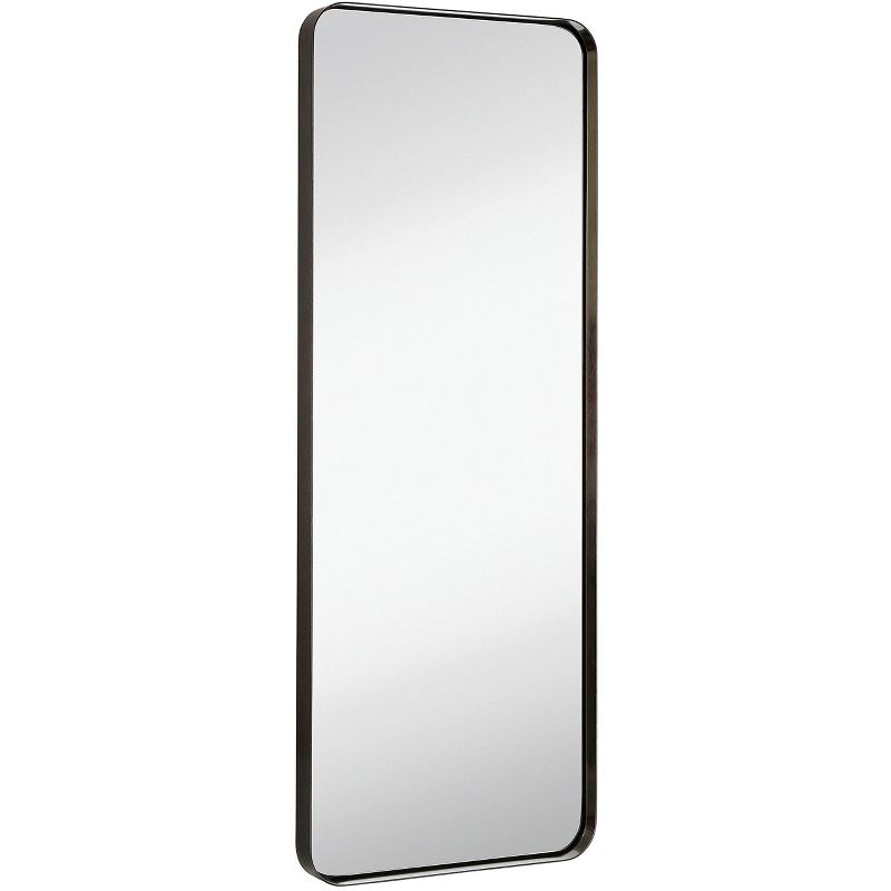 Hamilton Hills 18" x 48" Metal Black Framed Brushed Rectangular Wall Mirror, 1 of 8