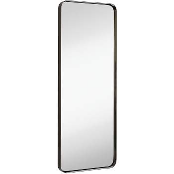Hamilton Hills 18" x 48" Metal Black Framed Brushed Rectangular Wall Mirror