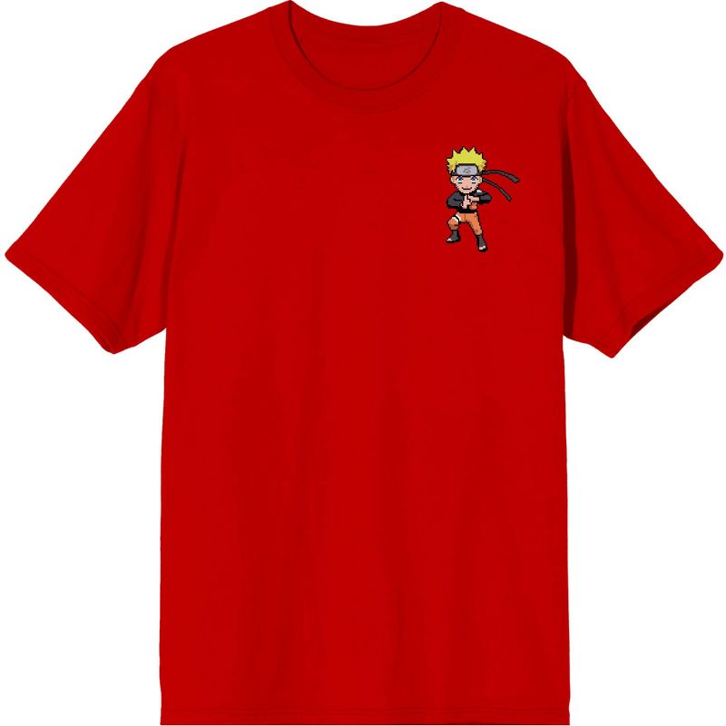 Naruto Shippuden Pixel Character Red Graphic Tee, 1 of 2