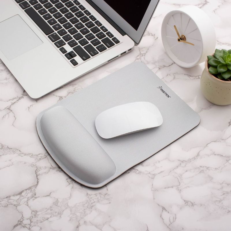 Insten Mouse Pad with Wrist Support Rest, Ergonomic Support, Pain Relief Memory Foam, Non-Slip Rubber Base, Rectangle, 9.8 x 7.1 inches, 2 of 10